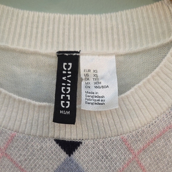 H&M Crew Neck Sweater Cream And Blue Dize XS - Picture 2 of 6
